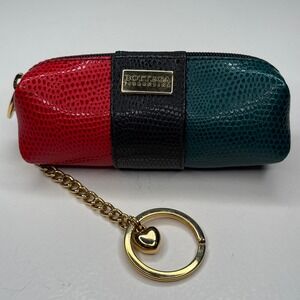NEW Bottega Fiorentina Italian Leather Tri Color Heart Charm Coin Pouch Keychain